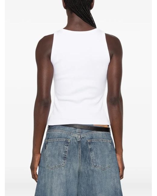 Casablanca White Logo Ribbed Tank Top