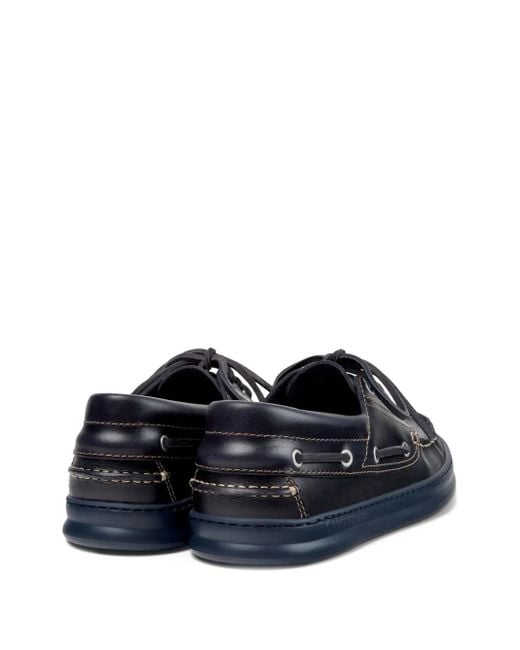Camper Black Runner Leather Boat Shoes for men