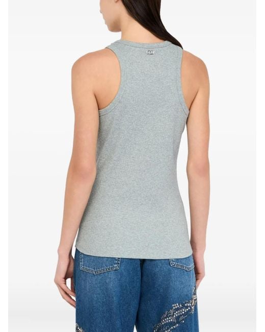 Liu Jo Gray Rhinestone-Embellished Top