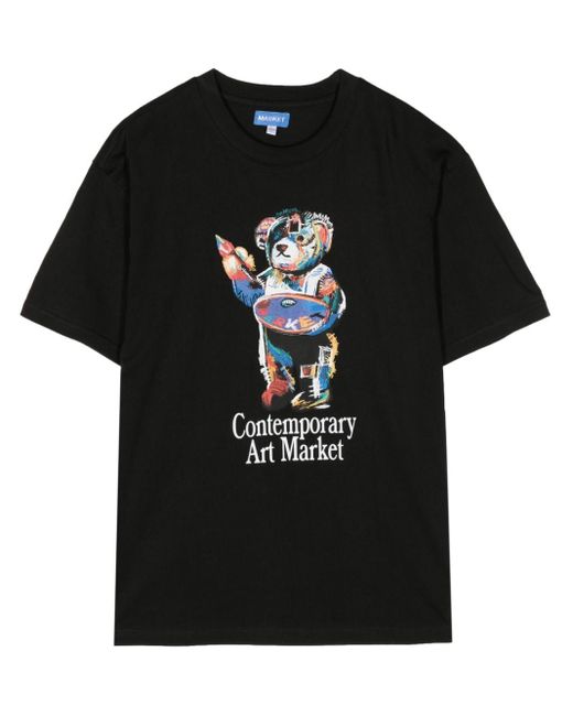 Market Black Art Bear Cotton T-shirt for men