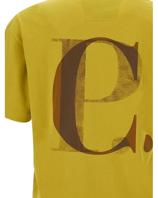 C P Company Yellow Logo-Print Short-Sleeve T-Shirt for men