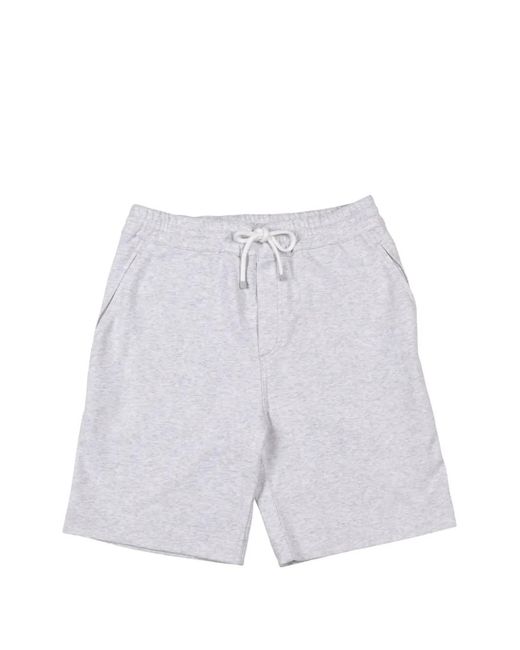 Brunello Cucinelli White Drawstring Track Shorts for men