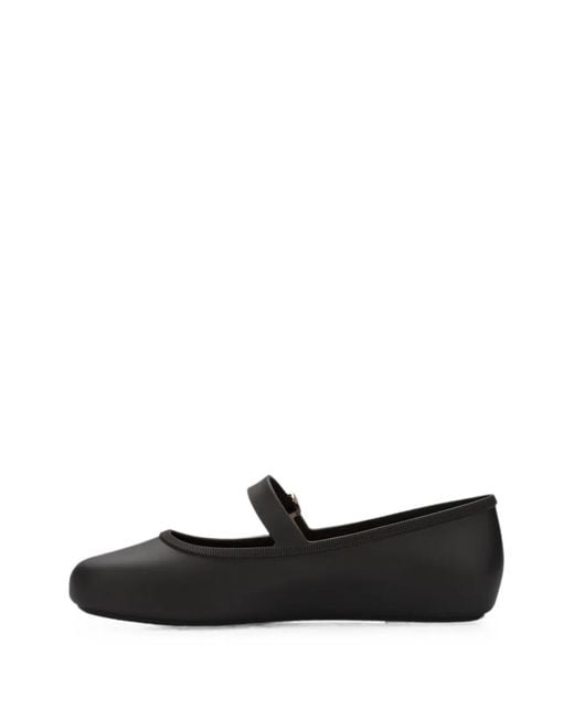 Melissa Black Soft Buckle-Fastening Ballet Flats