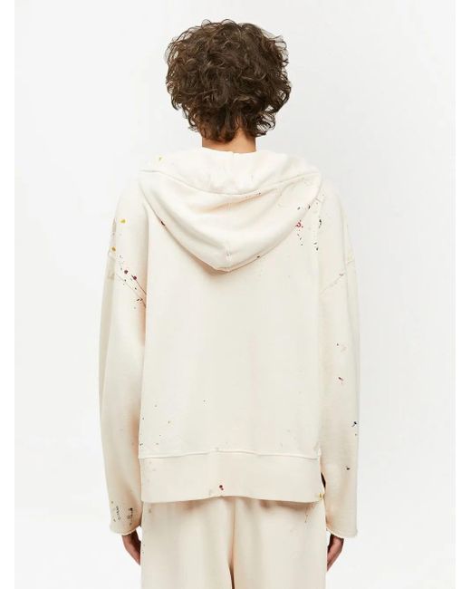 Palm Angels White Palm Paint Splatter Print Hoodie for men