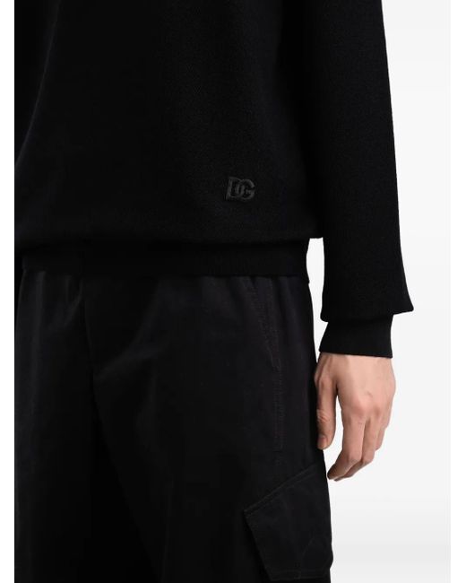 Dolce & Gabbana Black Logo-Detail Wool Sweater for men