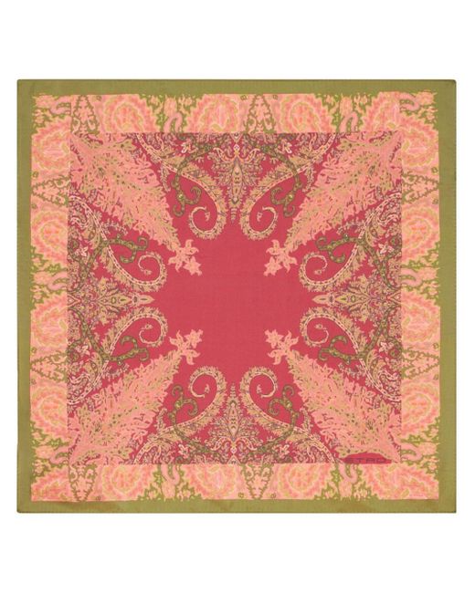 Etro Pink Abstract-print Silk Pocket Square for men