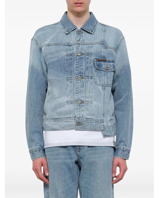 Feng Chen Wang Blue X Lee Light-Wash Panelled Denim Jacket for men
