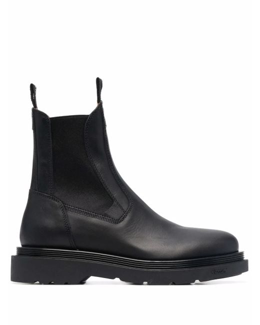 Buttero Black Leather Chelsea Boots for men