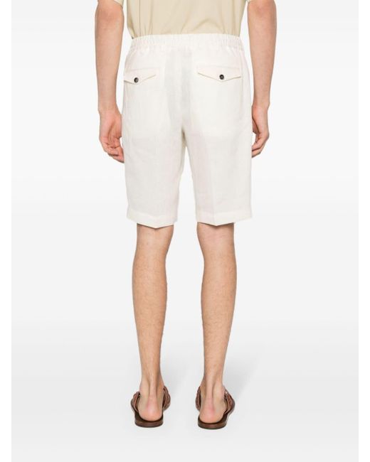PT Torino White Linen Bermuda Shorts for men