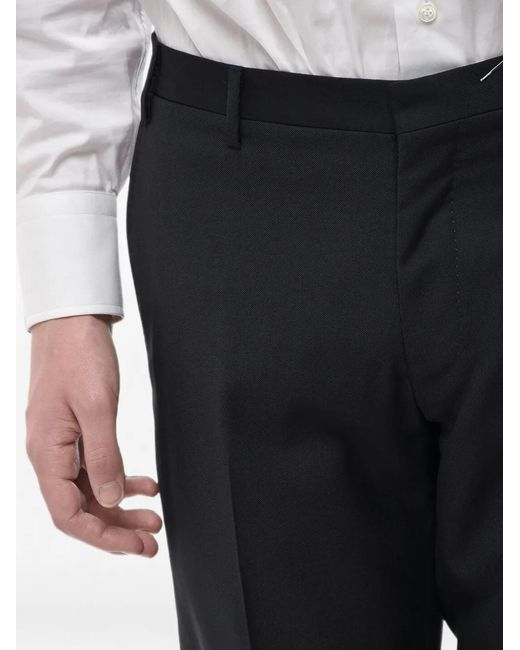 Corneliani Black Belt-Loop Tailored Trousers for men