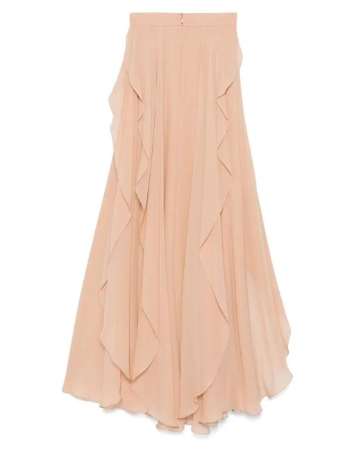 Elie Saab Natural Silk Midi Skirt