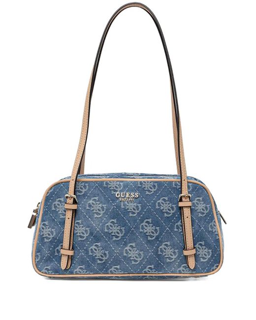Guess Blue Cerelia Monogram-Patterned Shoulder Bag