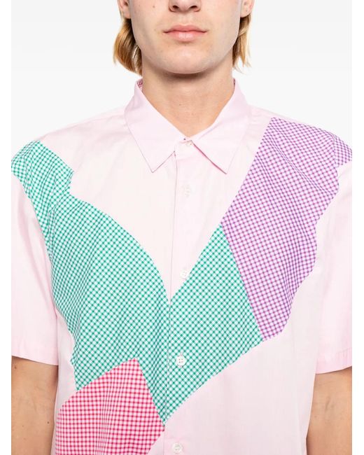 Comme des Garçons Overhemd Met Patchwork in het Pink voor heren