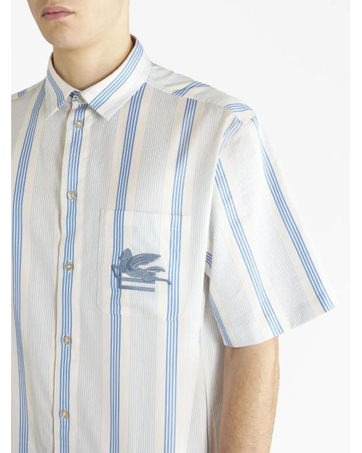 メンズ Etro Pegaso ロゴ シャツ Blue