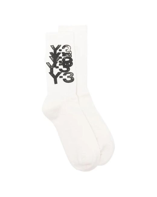 Y-3 White Graphic-Print Socks