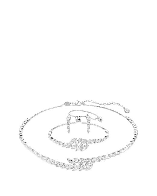 Swarovski White Crystal-Embellished Jewellery Set Of 3 Pieces