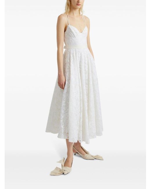 Erdem White Rea Strap-detail Lace Gown
