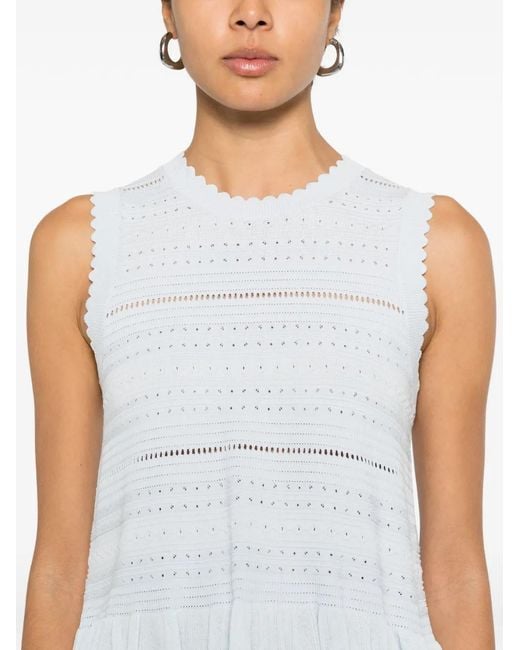 Maje White Ruffled Knit Top