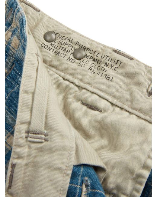 RRL Blue Check-print Linen Shorts for men