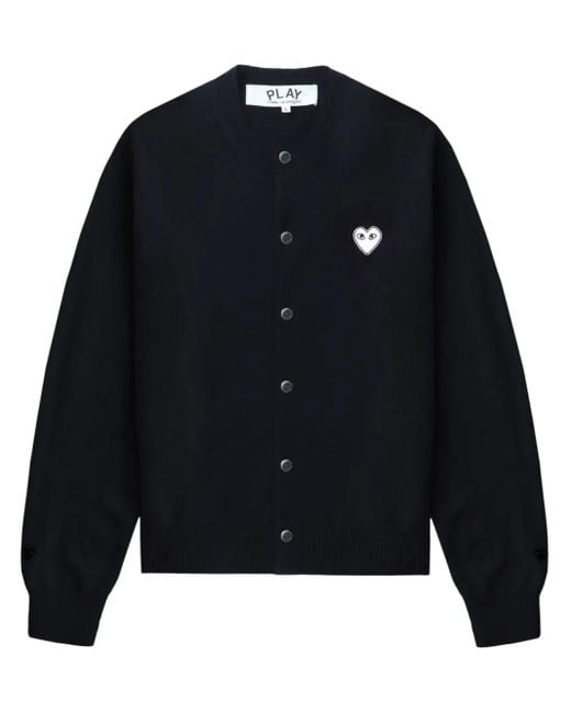 COMME DES GARÇONS PLAY Blue Heart-Appliqué Cardigan