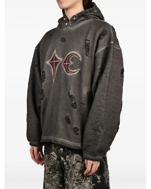 THUG CLUB Gray Rock Distressed Hoodie for men