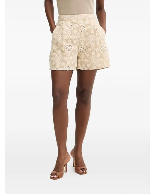 Fracomina Natural Broderie-Anglaise Pleated Shorts