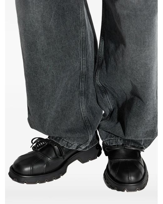 Loewe Black Lace-Up Lug-Sole Loafers for men