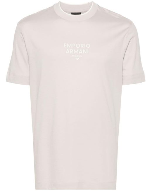Emporio Armani White Logo-rubberised Cotton T-shirt for men