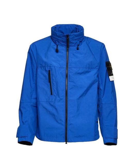 Stone Island Blue Zip Metal Lamina Jacket for men