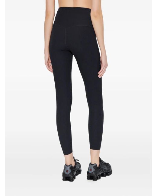 Nike Blue Ribbed Logo Performance Leggings