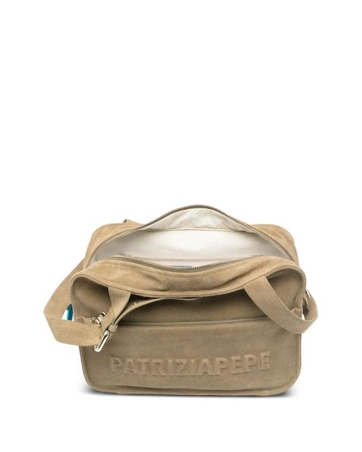 Patrizia Pepe Metallic (Im)Perfection Embossed Suede Tote Bag