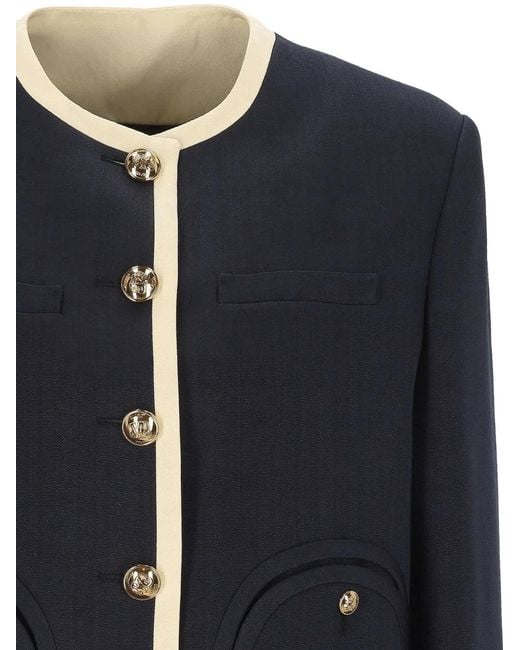 Blazé Milano Blue Buttoned Trim Jacket