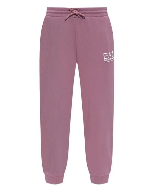 EA7 Purple Logo-Print Track Pants