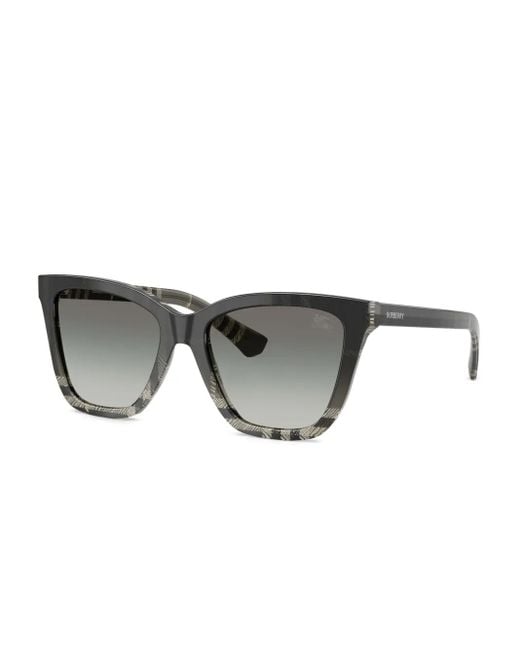 Burberry Gray Check-Pattern Cat-Eye Sunglasses