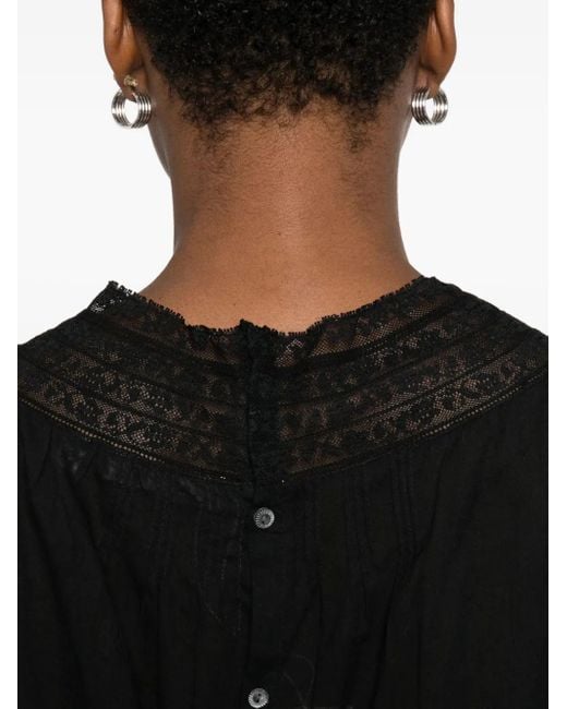 Doen Black Lilibet Lace-Trimmed Sleeveless Top