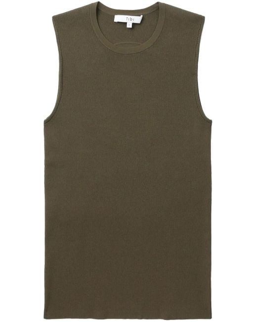 Tibi Green Cutout-Detail Ribbed Top