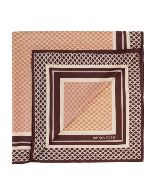 Sergio Rossi Natural Scale-Pattern Silk Scarf