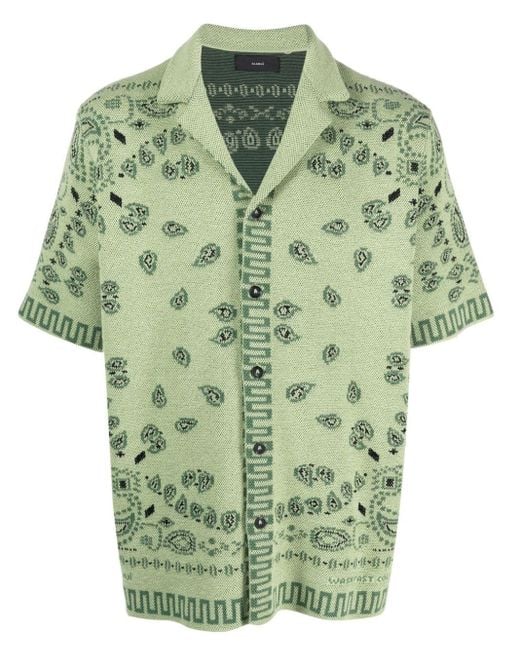 Alanui Green Bandana-jacquard Cotton Shirt for men