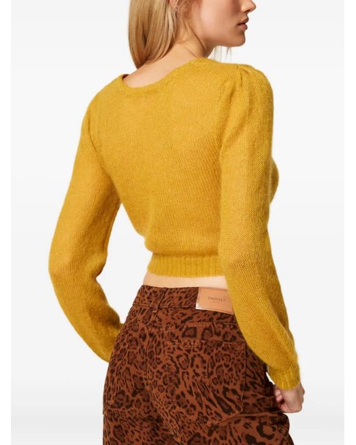 Twinset Yellow Twist-Detail Sweater