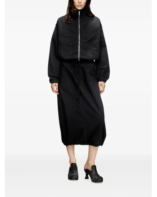 DIESEL Black Drawstring Midi Skirt