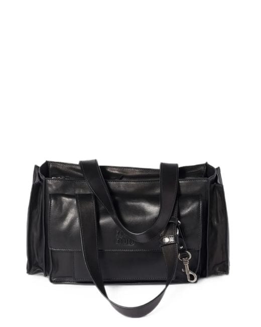 Miu Miu Black Utilitaire Leather Shoulder Bag