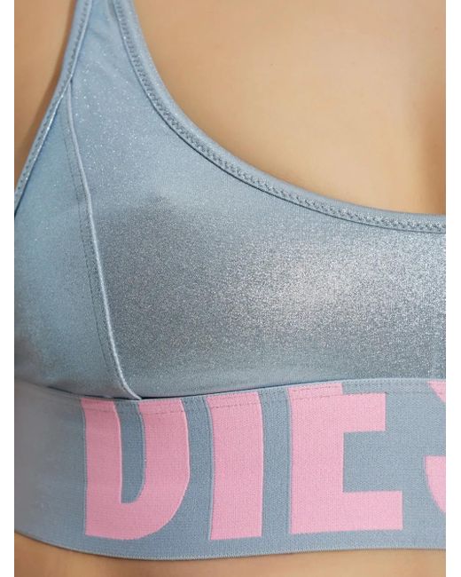 DIESEL Blue Zaira-D-Pop Metallic-Bikinioberteil Mit Racerback