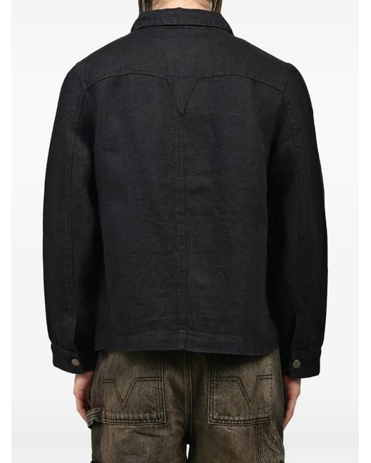 No Maintenance Black Engineer Linen Jacket for men