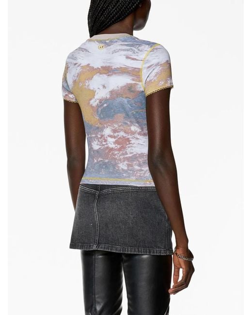 DIESEL Multicolor Ribbed T-shirt With Planet Print