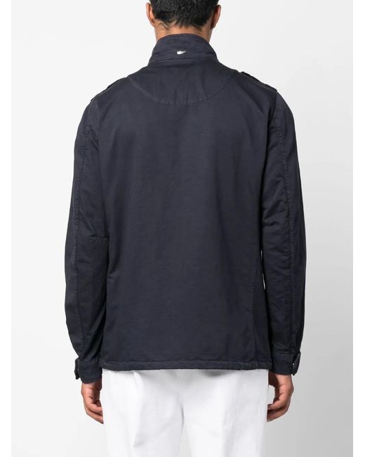 Herno Blue Cotton-Linen Blend Military Jacket for men