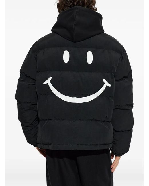 Moschino Black X Smiley Quilted Puffer Jacket for men