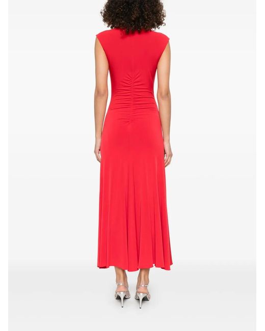 Nissa Red Ruched Maxi Dress