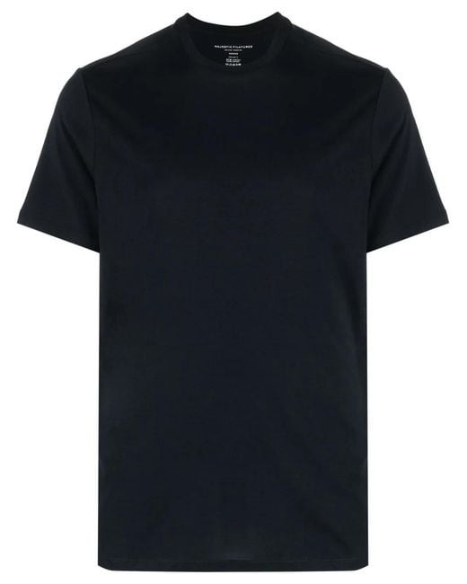 Majestic Filatures Black Crew-Neck Short-Sleeve T-Shirt for men