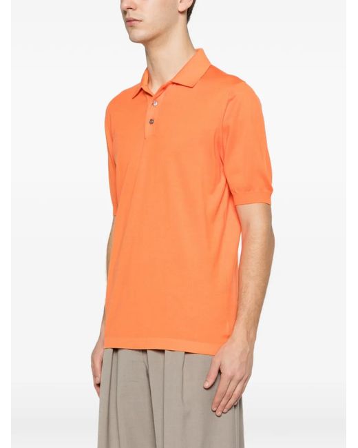 Kiton Orange Buttoned Polo Shirt for men