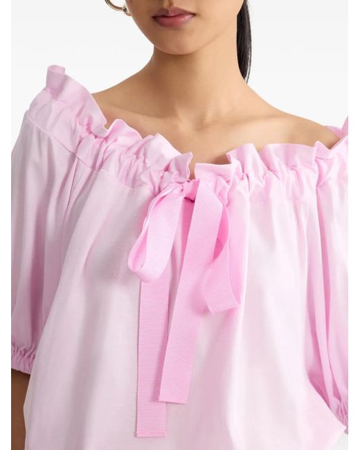 Patou Pink Ruffled Tie-Fastening Top